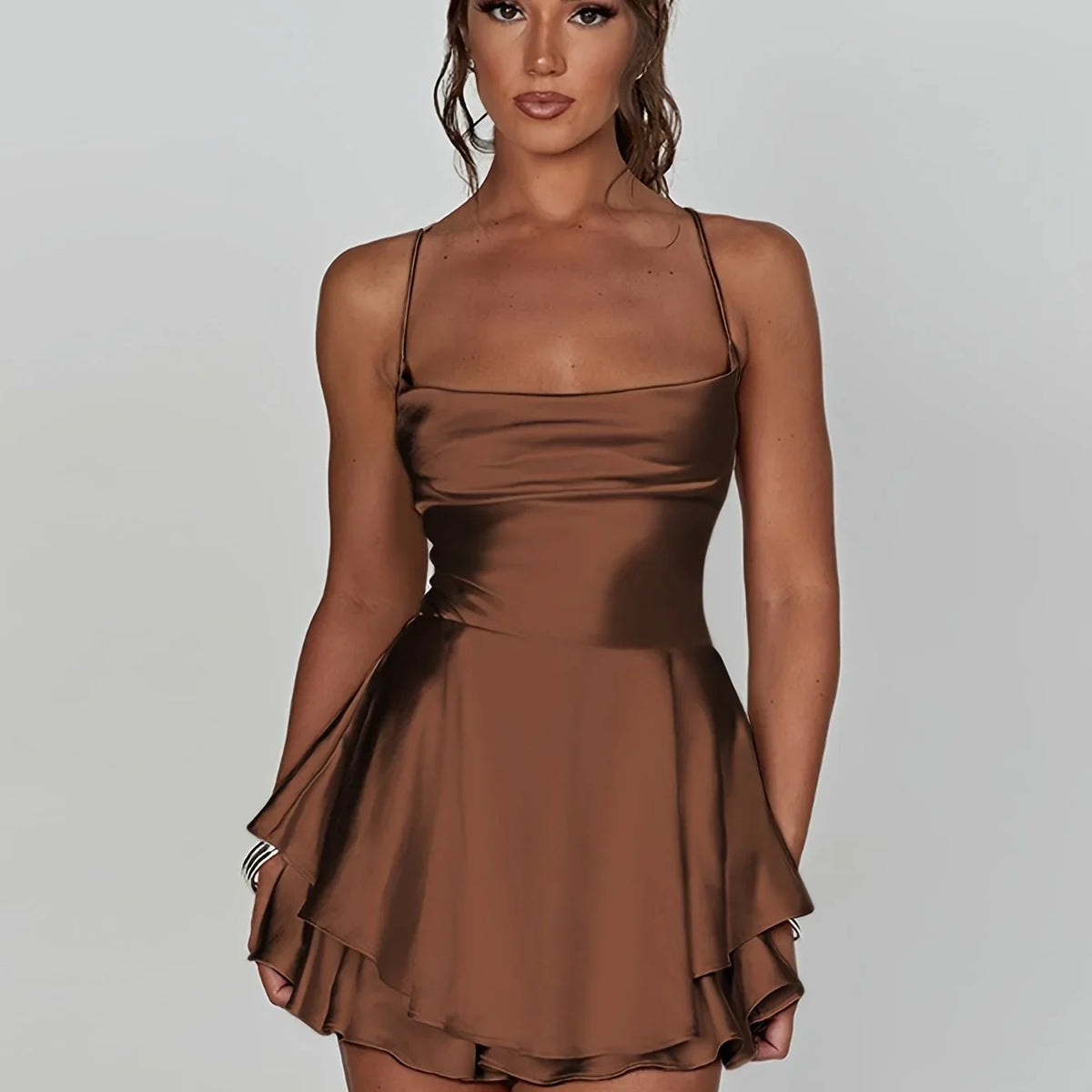 Women's Open Back Flared Strappy Mini Dress view 22