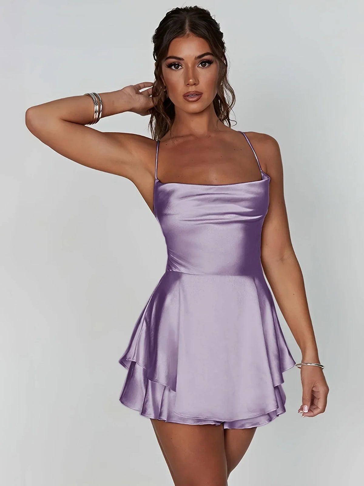 Women's Open Back Flared Strappy Mini Dress view 3