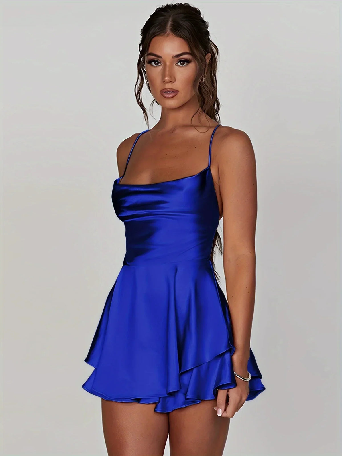 Women's Open Back Flared Strappy Mini Dress view 11