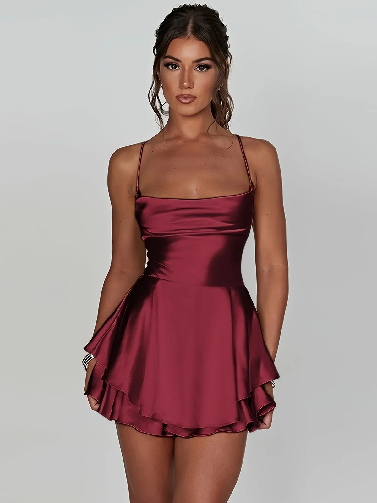 Women's Open Back Flared Strappy Mini Dress view 2