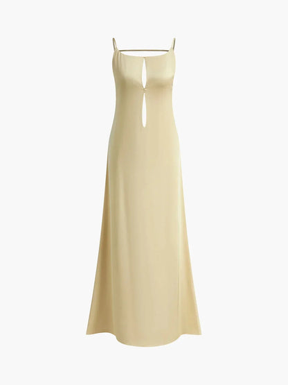 Women's Yellow Open Back Draped Maxi Dress