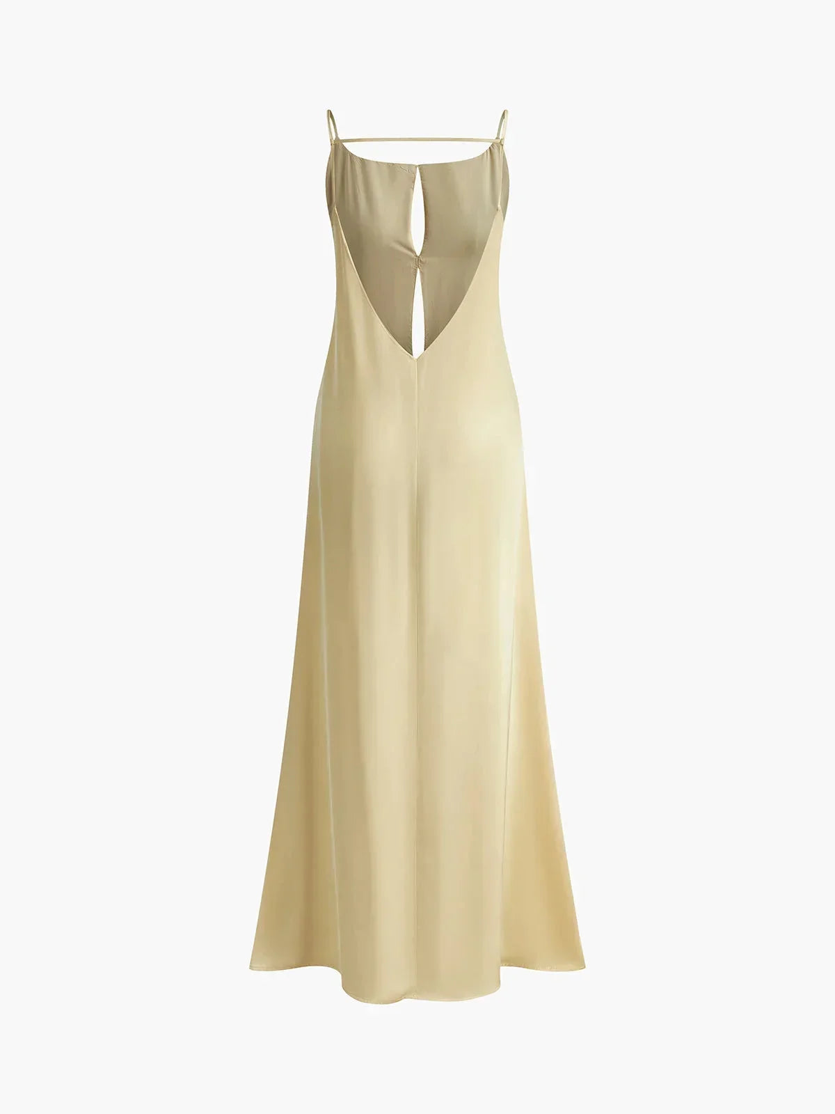 Women's Yellow Open Back Draped Maxi Dress