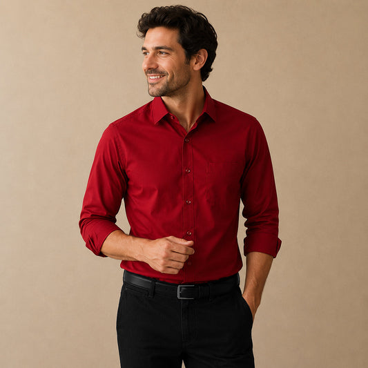 Men's Red Slim Fit Shirt