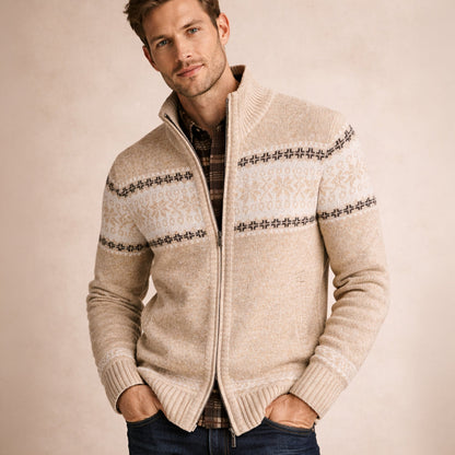Men's Checked Knitted Zip Up Cardigan view 2