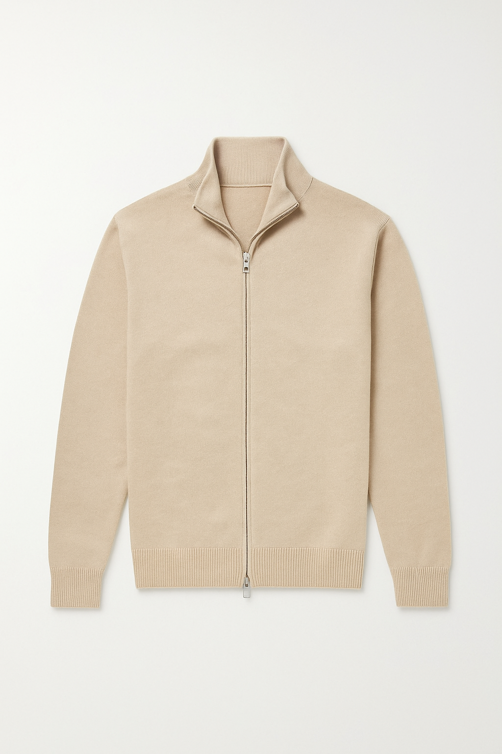 Men's Grey Zip Up Cardigan in Beige