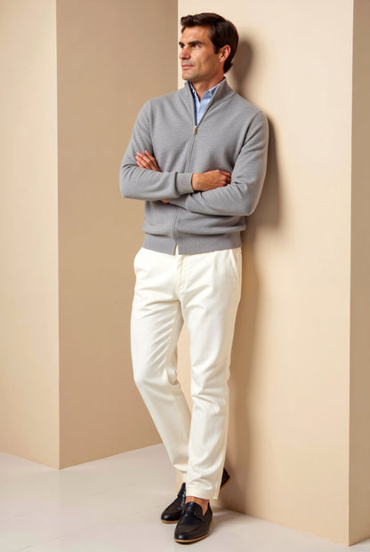 Men's Grey Zip Up Cardigan