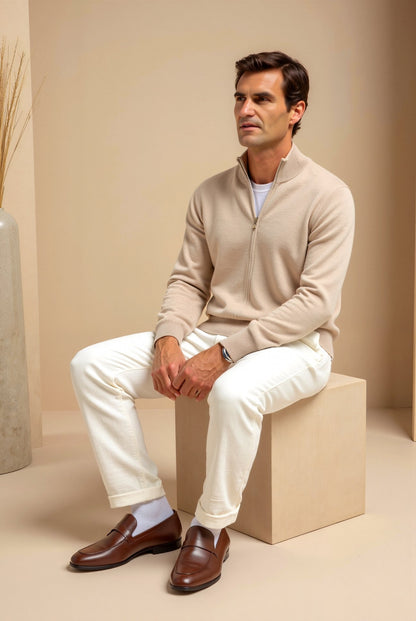 Men's Grey Zip Up Cardigan
