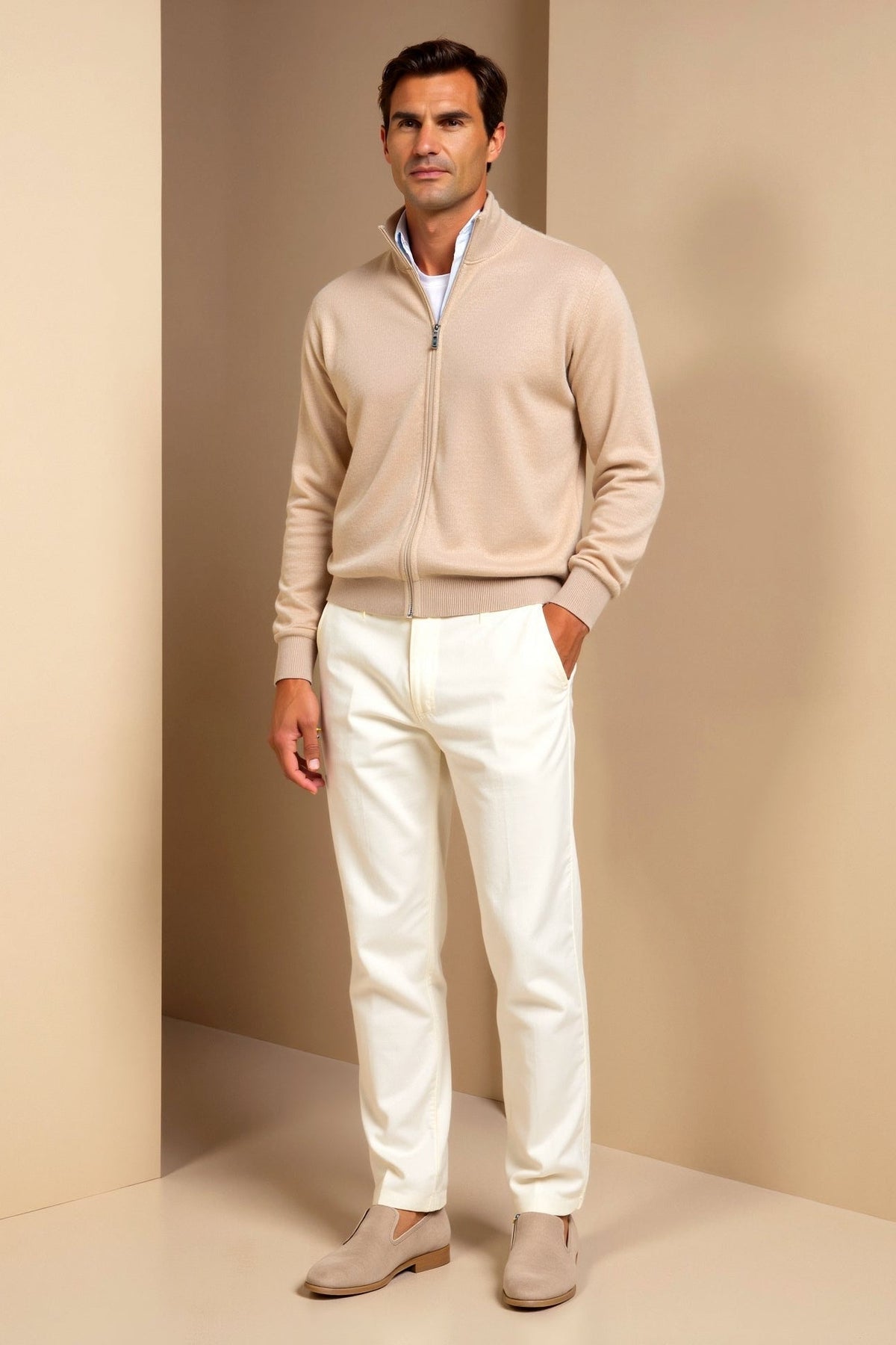 Men's Grey Zip Up Cardigan