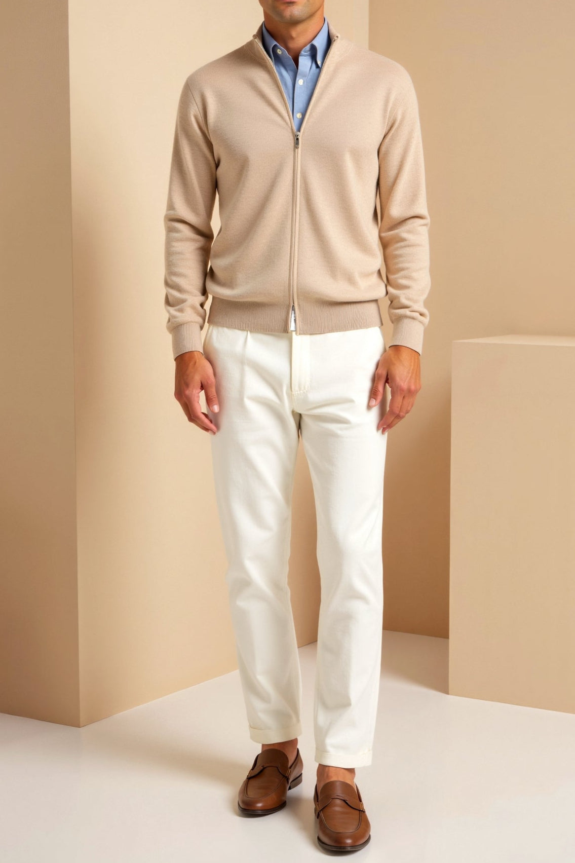 Men's Grey Zip Up Cardigan