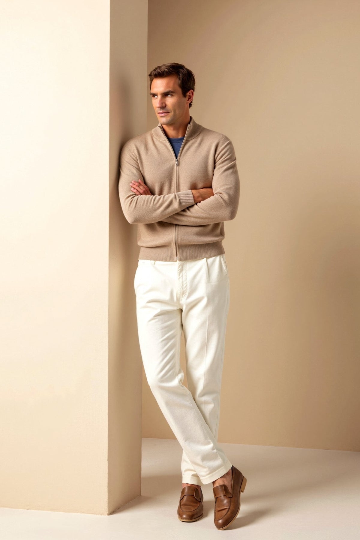 Men's Grey Zip Up Cardigan