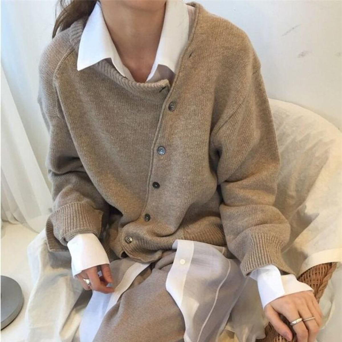 Women's Knitted Relaxed Fit Button Front Cardigan view 2