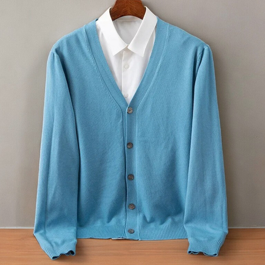 Men's Camel Cardigan in Sky Blue