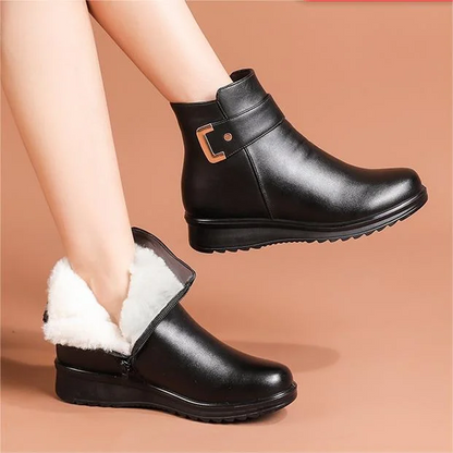 Women's Fleece Lined Buckle Detail Ankle Boots view 3
