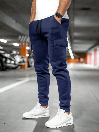 Men's Cropped Trousers in Navy Blue