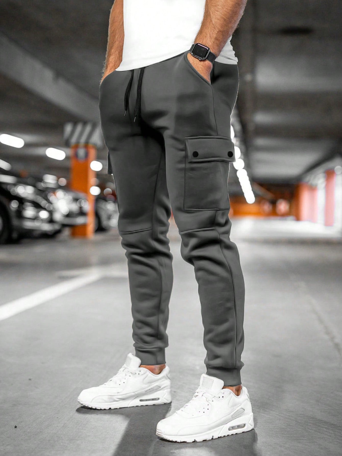 Men's Cropped Trousers in Gray