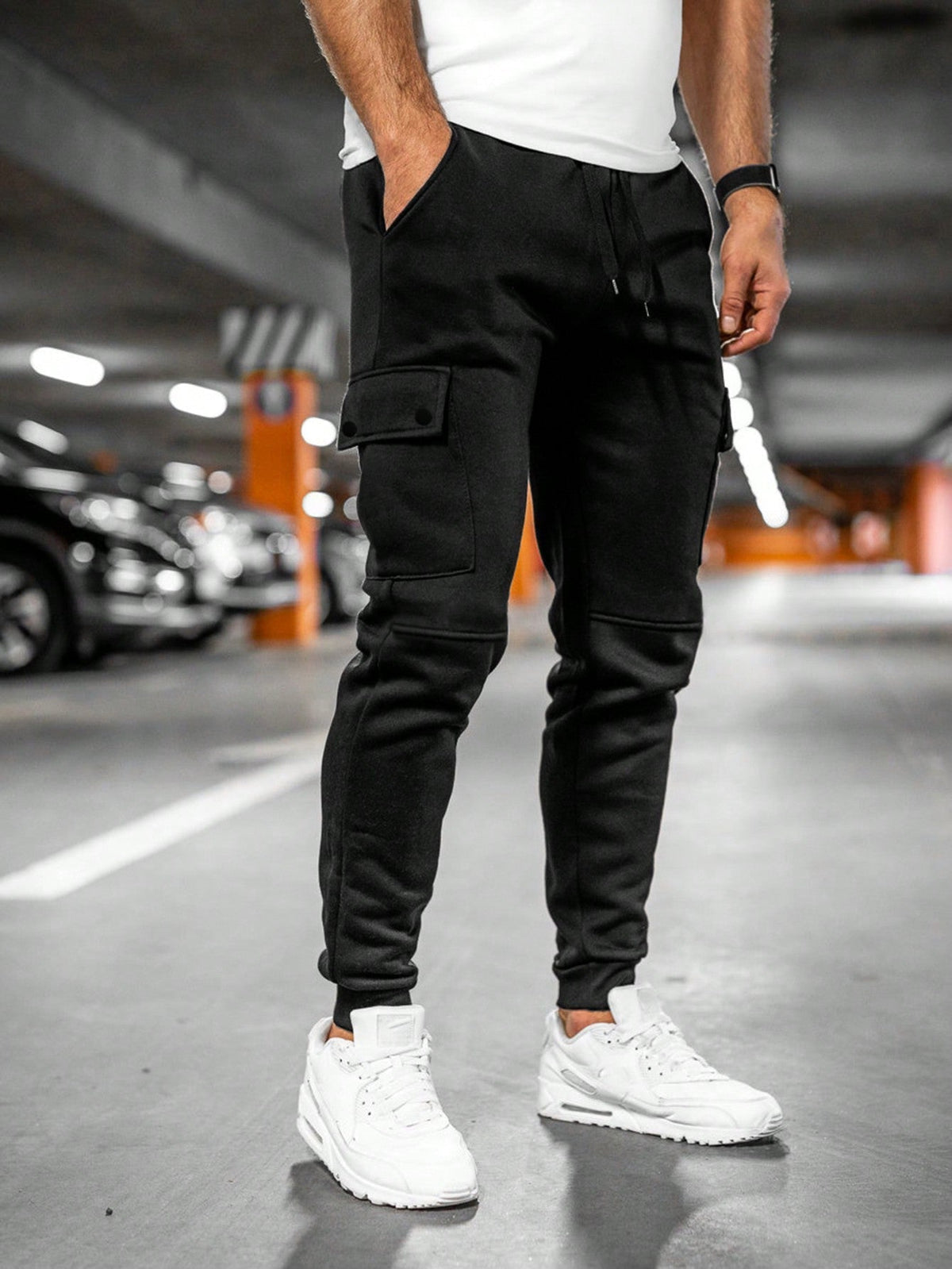 Men's Cropped Trousers in Black