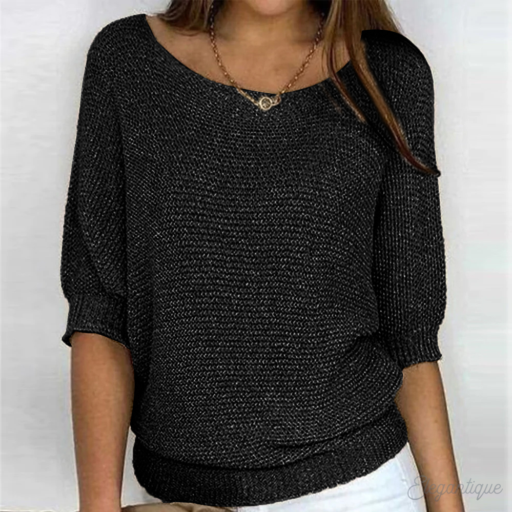 Women's Marl Knitted Relaxed Fit Crew Neck Jumper view 3