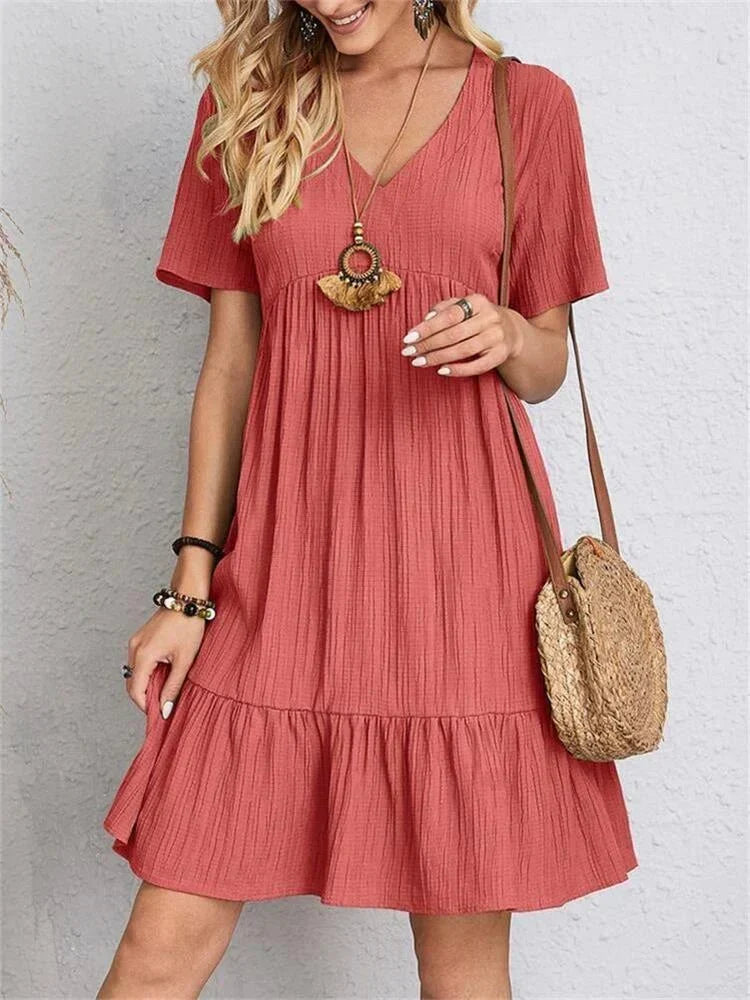 Women's V Neck Tummy Control Maxi Dress in Red