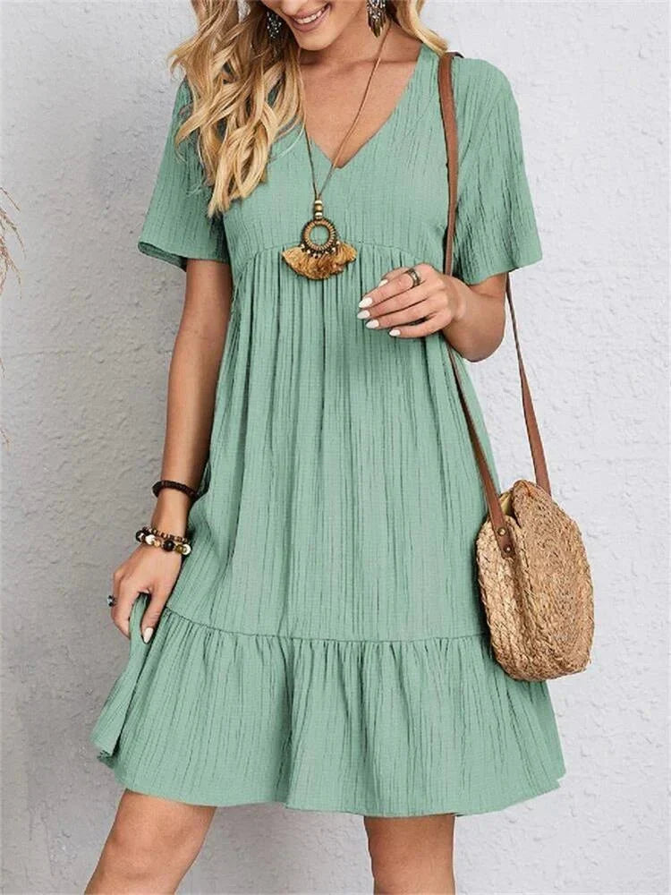 Women's V Neck Tummy Control Maxi Dress in Mint green