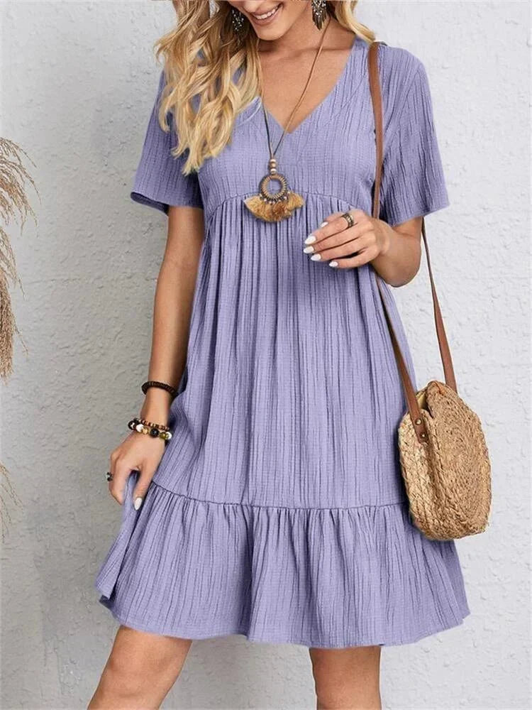 Women's V Neck Tummy Control Maxi Dress in Purple