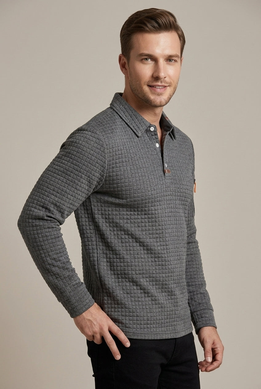Men's Padded Long Sleeve Polo Shirt view 4