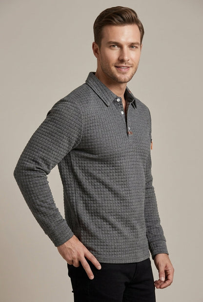 Men's Padded Long Sleeve Polo Shirt view 4
