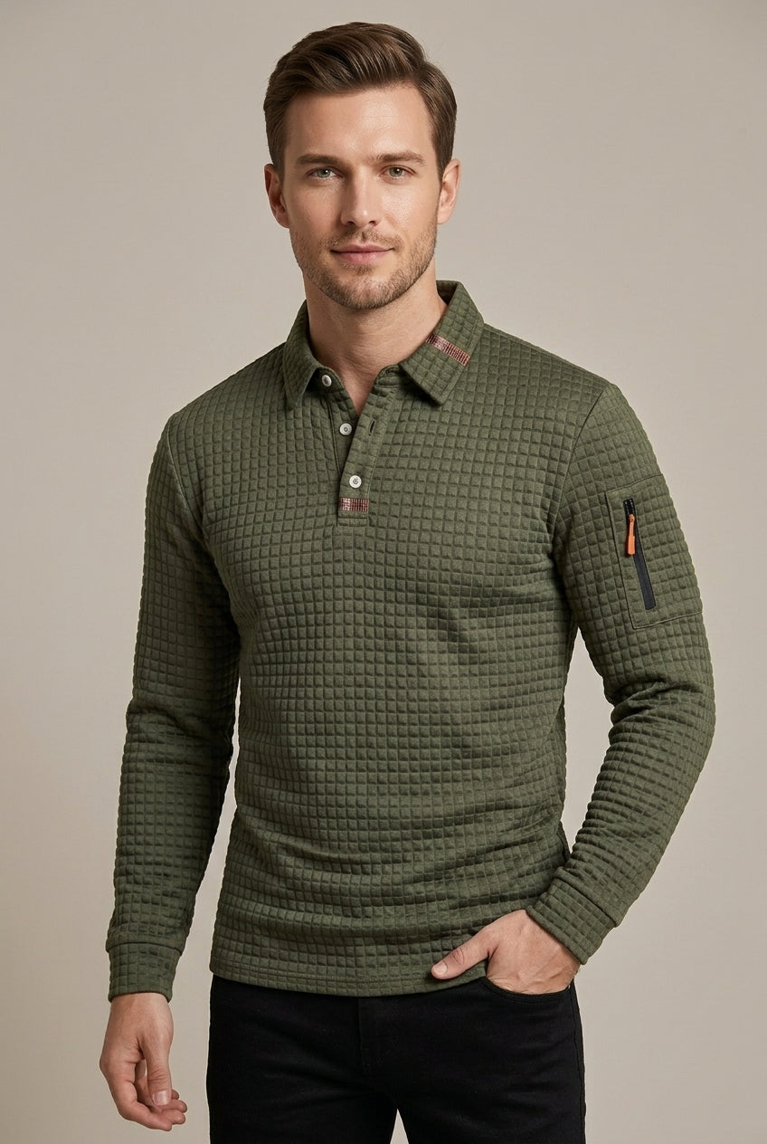 Men's Padded Long Sleeve Polo Shirt view 6