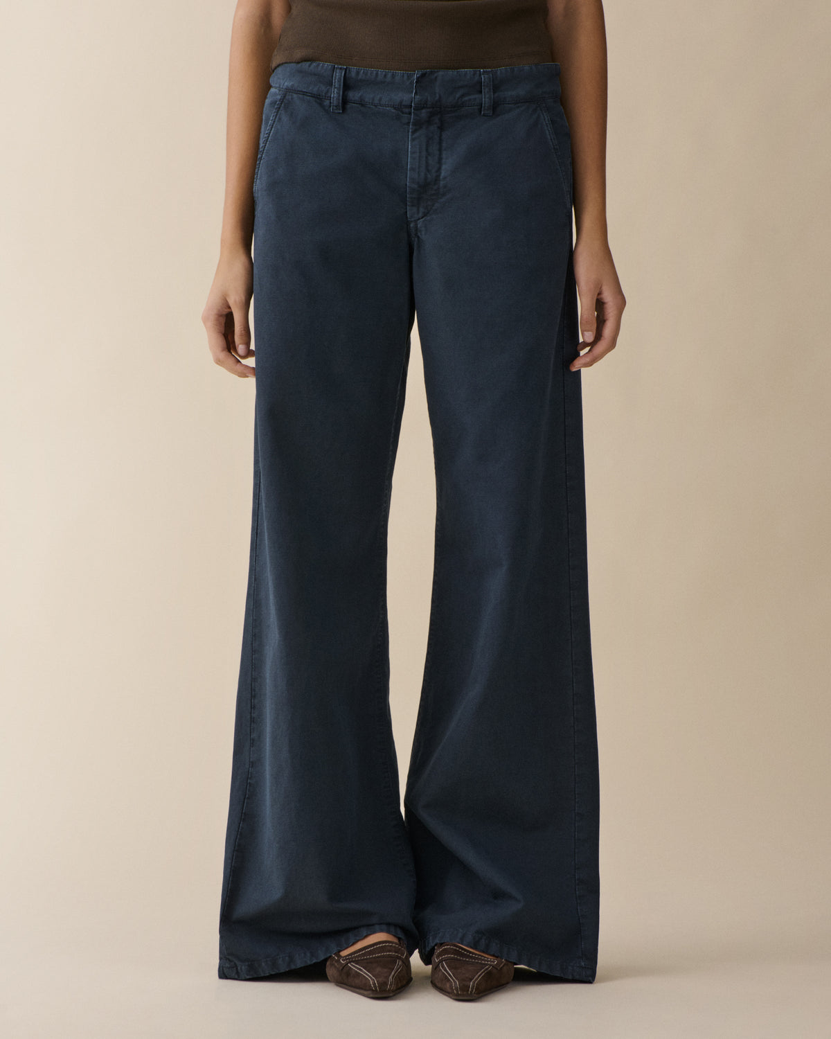 Women's Navy Wide Leg Casual Chinos for Weddings and Parties in Navy