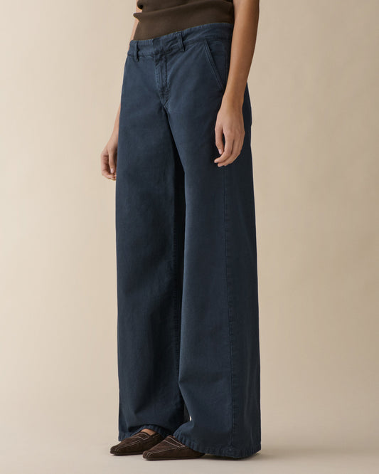 Women's Navy Wide Leg Casual Chinos for Weddings and Parties