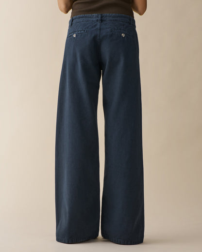 Women's Navy Wide Leg Casual Chinos for Weddings and Parties