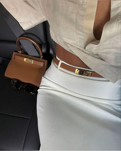 Women's Contrast Trim Outdoor Belt for Weddings and Parties