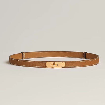 Women's Contrast Trim Outdoor Belt for Weddings and Parties in Brown