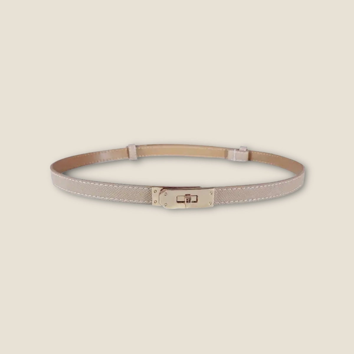 Women's Contrast Trim Outdoor Belt for Weddings and Parties in Taupe