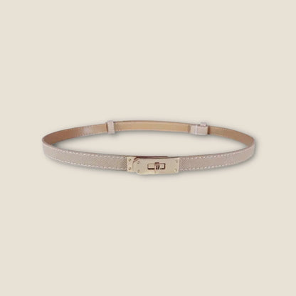 Women's Contrast Trim Outdoor Belt for Weddings and Parties in Taupe