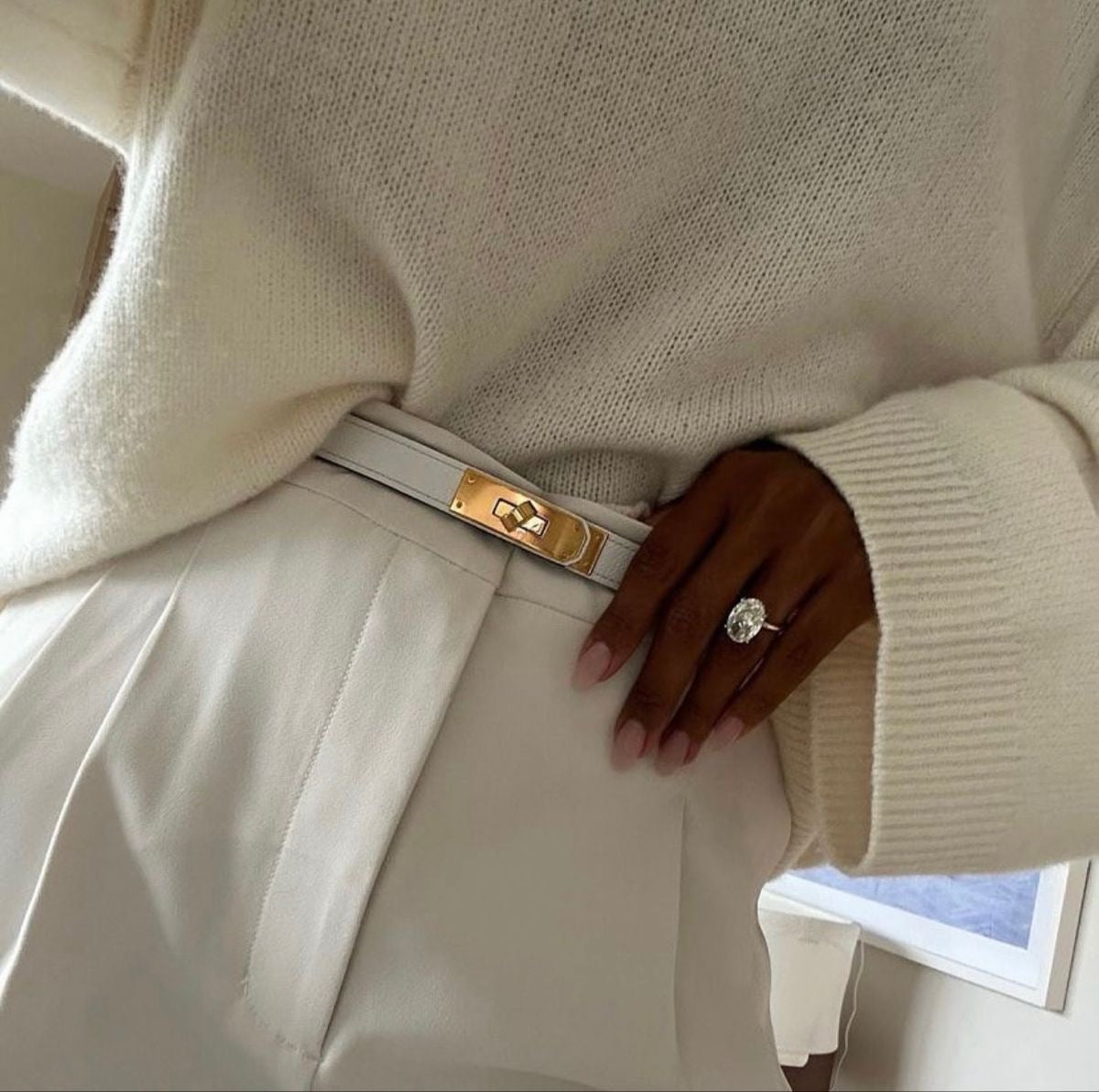 Women's Contrast Trim Outdoor Belt for Weddings and Parties