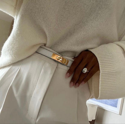 Women's Contrast Trim Outdoor Belt for Weddings and Parties