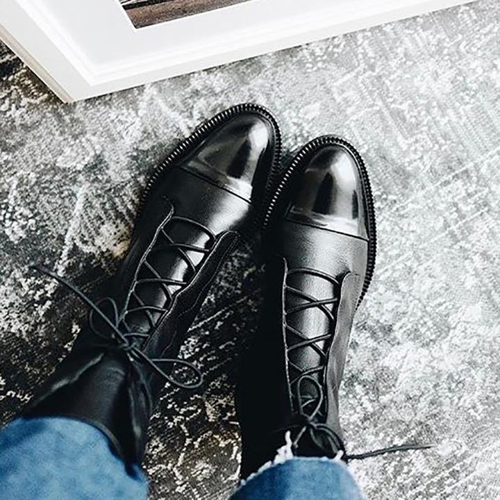 Women's Lace Up Casual Ankle Boots for Work and Office