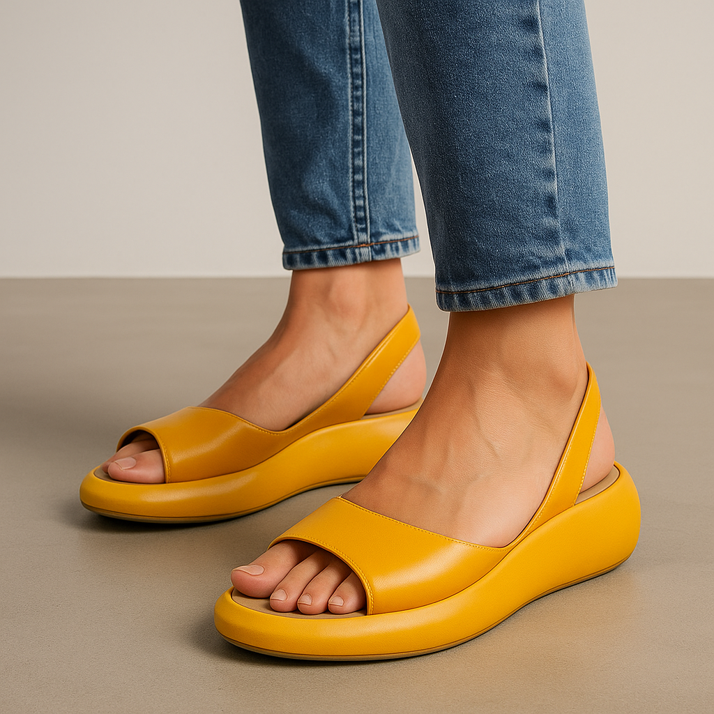 Women's Open Toe Slingback Sandals in Yellow
