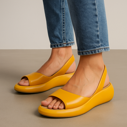 Women's Open Toe Slingback Sandals in Yellow