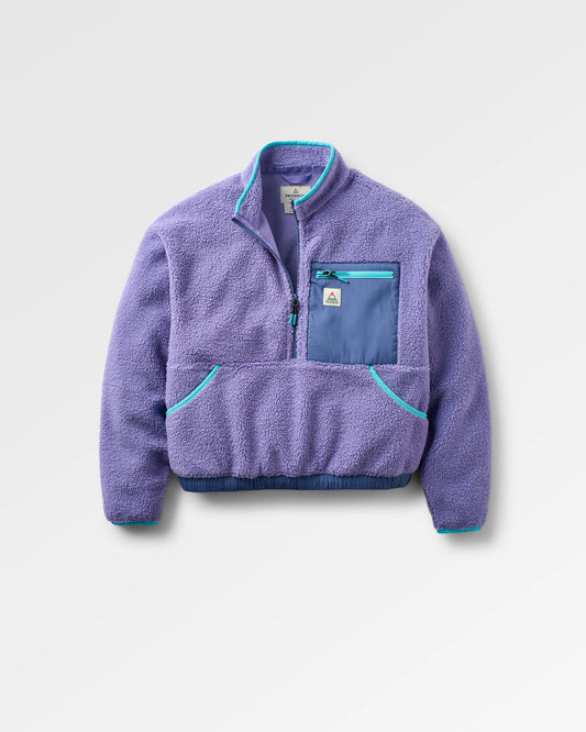 Women's Purple Relaxed Fit Patch Pocket Textured Jumper