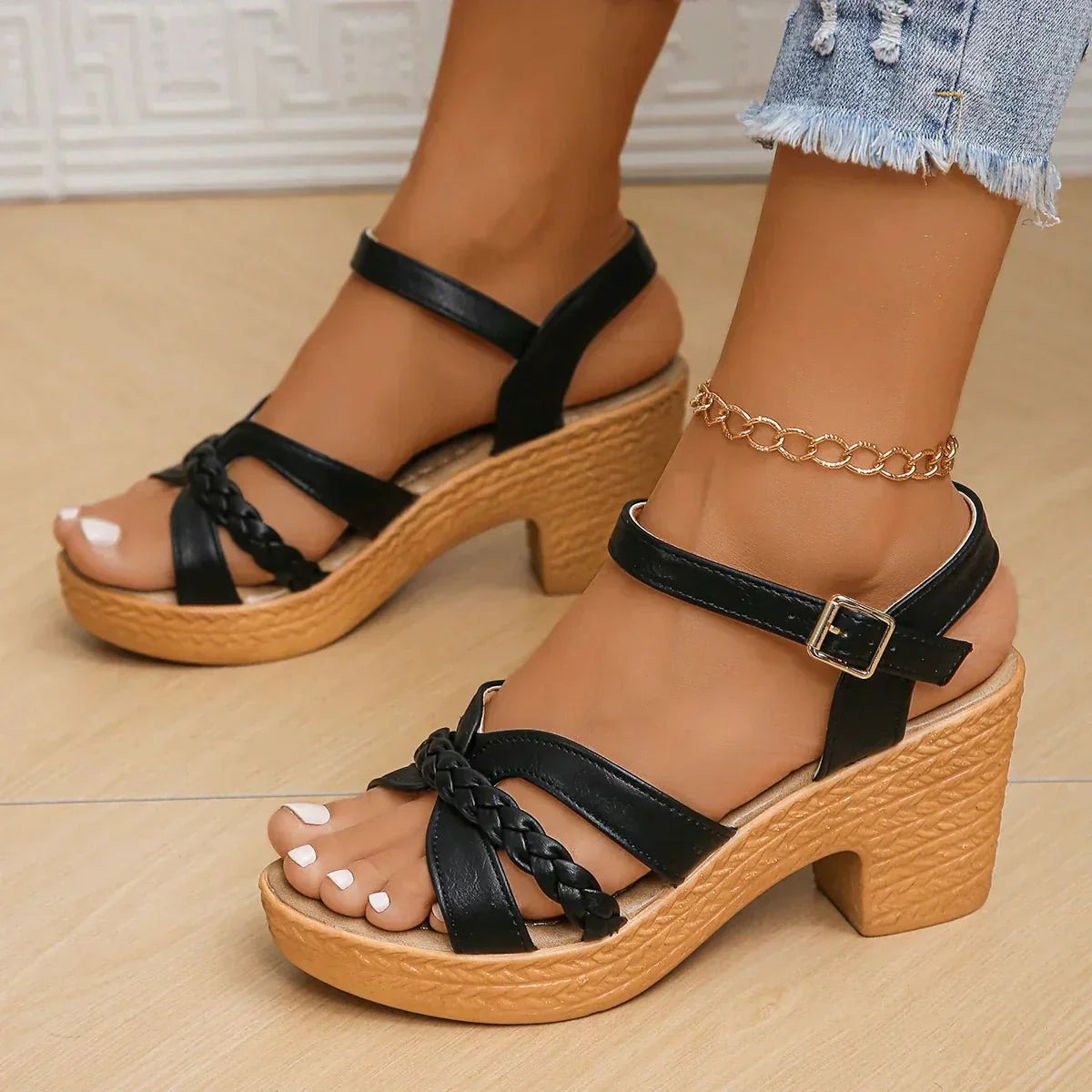 Women's Camel Sandals in Black