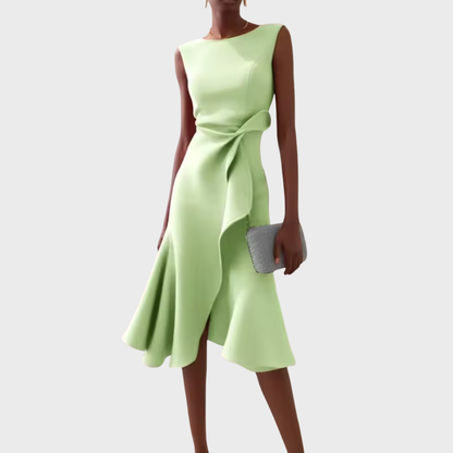 Women's Twist Front Sleeveless Midi Dress in Light Green