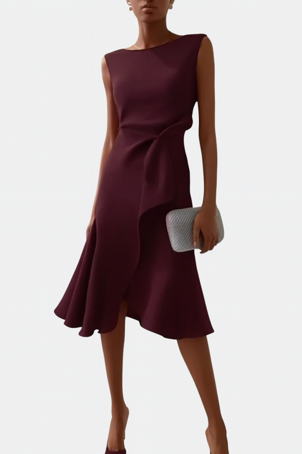 Women's Twist Front Sleeveless Midi Dress