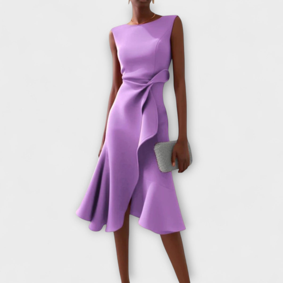 Women's Twist Front Sleeveless Midi Dress in Purple