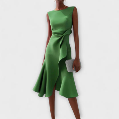 Women's Twist Front Sleeveless Midi Dress in Green