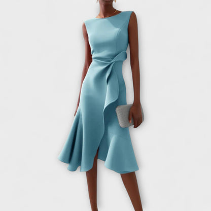 Women's Twist Front Sleeveless Midi Dress in Light Blue
