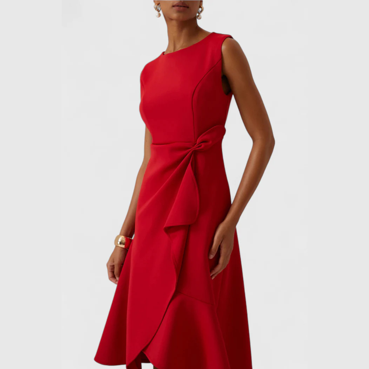 Women's Twist Front Sleeveless Midi Dress