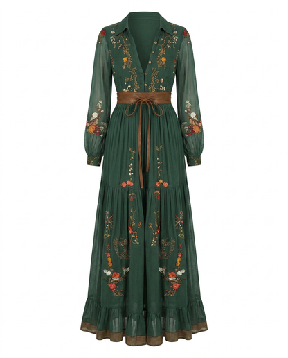 Women's Puff Sleeve Boho Maxi Dress view 6