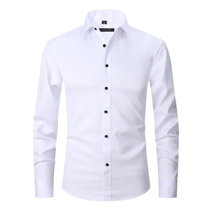 Men's White Slim Fit Button Front Shirt in White