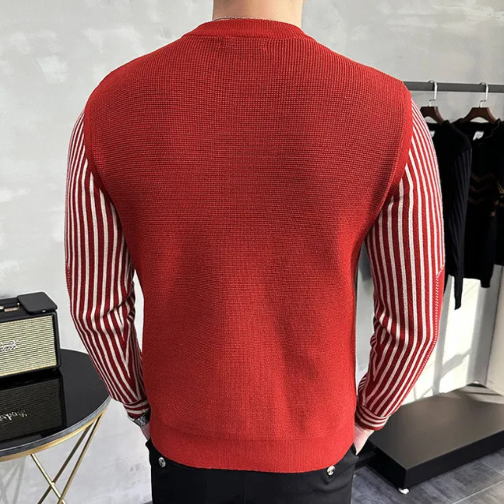 Men's Red Knitted Draped Casual Jumper